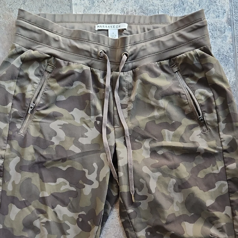 MARRAKECH Olive Camo Track Joggers with Drawstring Waist - Picture 4 of 5